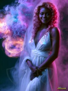 Beautiful Women Enveloped by Color – AI Abstract Art