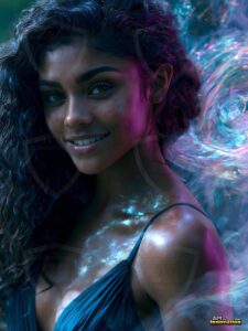 Beautiful Women Enveloped by Color – AI Abstract Art