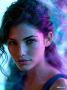 Beautiful Women Enveloped by Color – AI Abstract Art