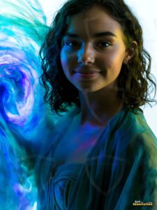 Beautiful Women Enveloped by Color – AI Abstract Art