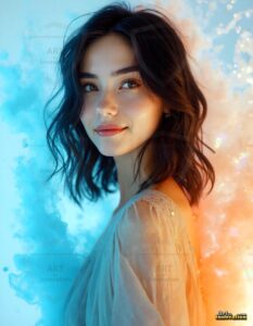 Beautiful Women Enveloped by Color – AI Abstract Art