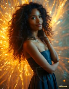Beautiful Women Enveloped by Color – AI Abstract Art