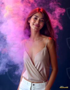Beautiful Women Enveloped by Color – AI Abstract Art