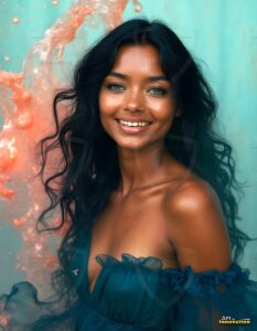 Beautiful Women Enveloped by Color – AI Abstract Art