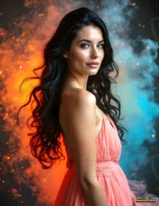 Beautiful Women Enveloped by Color – AI Abstract Art