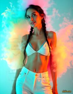 Beautiful Women Enveloped by Color – AI Abstract Art