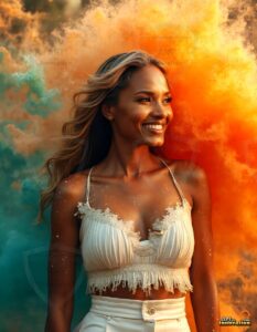 Beautiful Women Enveloped by Color – AI Abstract Art