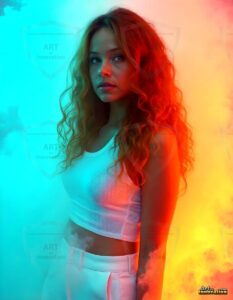 Beautiful Women Enveloped by Color – AI Abstract Art