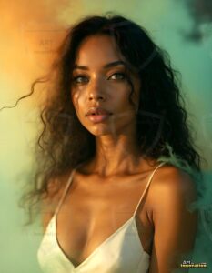 Beautiful Women Enveloped by Color – AI Abstract Art