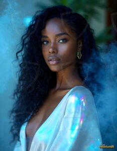 Beautiful Women Enveloped by Color – AI Abstract Art