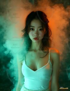 Beautiful Women Enveloped by Color – AI Abstract Art