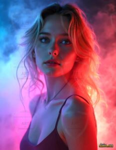 Beautiful Women Enveloped by Color – AI Abstract Art