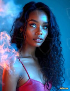 Beautiful Women Enveloped by Color – AI Abstract Art