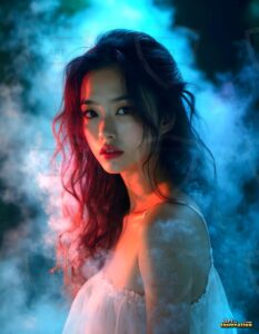 Beautiful Women Enveloped by Color – AI Abstract Art