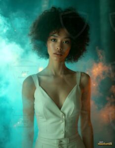 Beautiful Women Enveloped by Color – AI Abstract Art