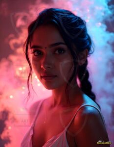 Beautiful Women Enveloped by Color – AI Abstract Art