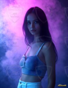 Beautiful Women Enveloped by Color – AI Abstract Art
