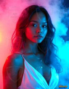Beautiful Women Enveloped by Color – AI Abstract Art