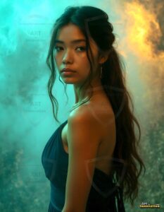 Beautiful Women Enveloped by Color – AI Abstract Art