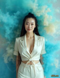Beautiful Women Enveloped by Color – AI Abstract Art