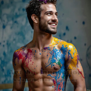 Colorful Happy Male Faces – AI Abstract Art