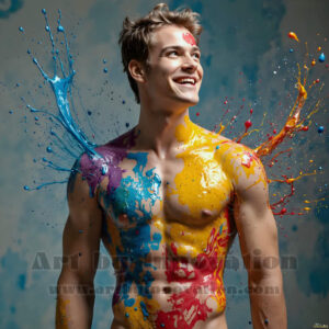 Colorful Happy Male Faces – AI Abstract Art