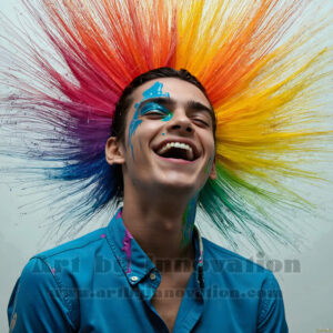Colorful Happy Male Faces – AI Abstract Art
