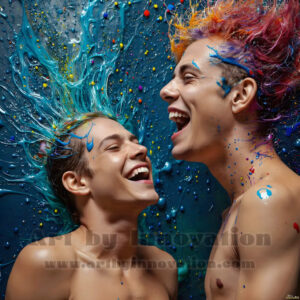 Colorful Happy Male Faces – AI Abstract Art