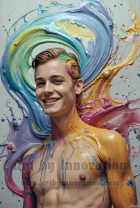 Colorful Happy Male Faces – AI Abstract Art