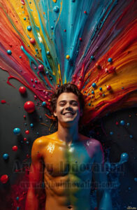 Colorful Happy Male Faces – AI Abstract Art