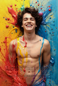 Colorful Happy Male Faces – AI Abstract Art