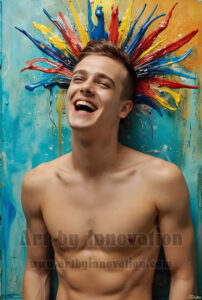 Colorful Happy Male Faces – AI Abstract Art