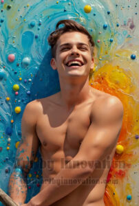 Colorful Happy Male Faces – AI Abstract Art