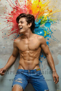 Colorful Happy Male Faces – AI Abstract Art