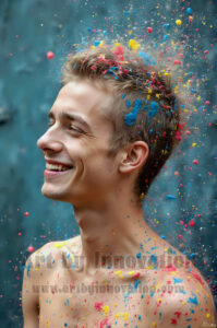 Colorful Happy Male Faces – AI Abstract Art