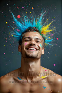 Colorful Happy Male Faces – AI Abstract Art