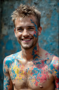 Colorful Happy Male Faces – AI Abstract Art