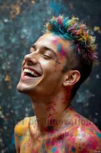 Colorful Happy Male Faces – AI Abstract Art