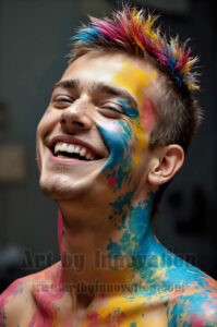 Colorful Happy Male Faces – AI Abstract Art