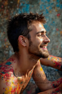 Colorful Happy Male Faces – AI Abstract Art
