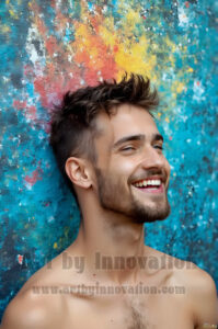 Colorful Happy Male Faces – AI Abstract Art