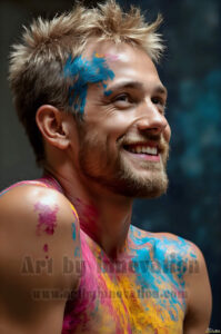 Colorful Happy Male Faces – AI Abstract Art