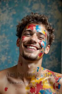 Colorful Happy Male Faces – AI Abstract Art