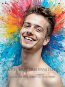 Colorful Happy Male Faces – AI Abstract Art