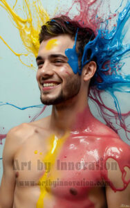 Colorful Happy Male Faces – AI Abstract Art