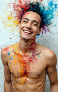 Colorful Happy Male Faces – AI Abstract Art
