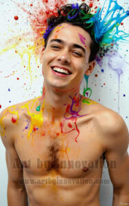 Colorful Happy Male Faces – AI Abstract Art