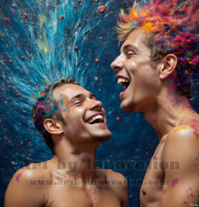 Colorful Happy Male Faces – AI Abstract Art
