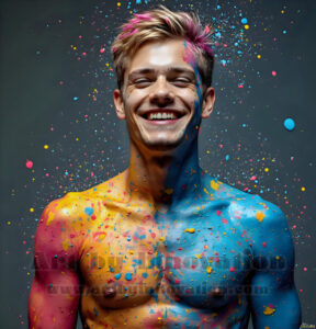 Colorful Happy Male Faces – AI Abstract Art