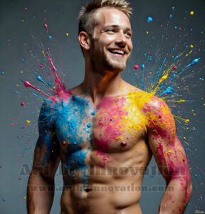 Colorful Happy Male Faces – AI Abstract Art